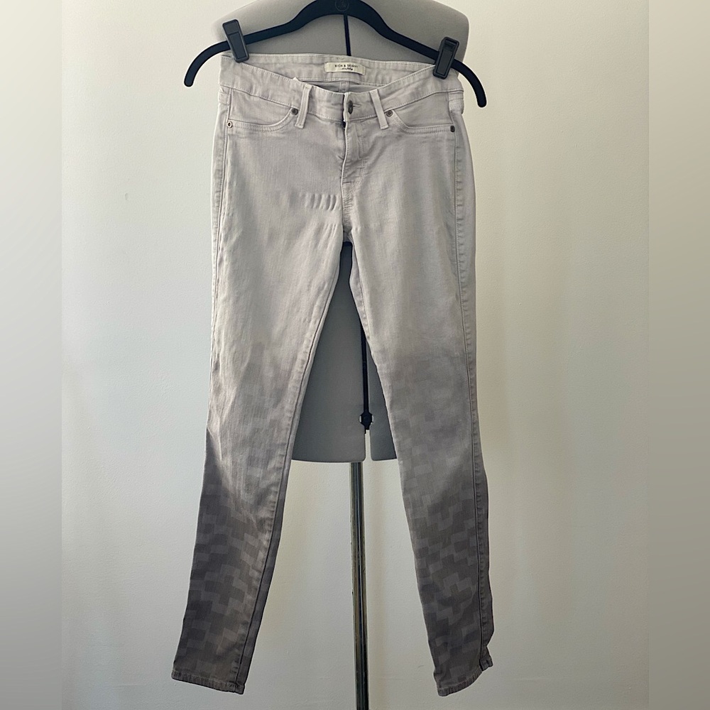 Rich & Skinny - Gray Ombré Patterned Stretch Skinny Jeans - size 28